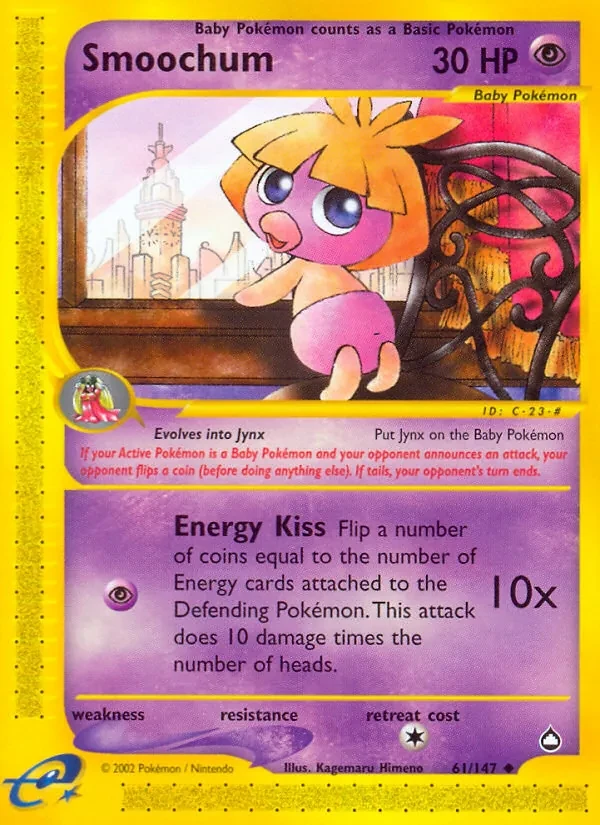 Smoochum 61/147 Aquapolis Pokémon card