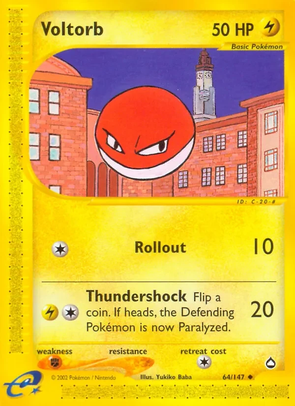 Voltorb 64/147 Aquapolis Pokémon card