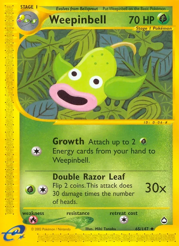 Weepinbell 65/147 Aquapolis Pokémon card