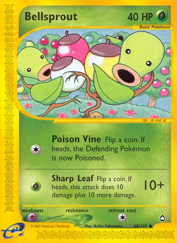 Bellsprout 68/147 Aquapolis Pokémon card