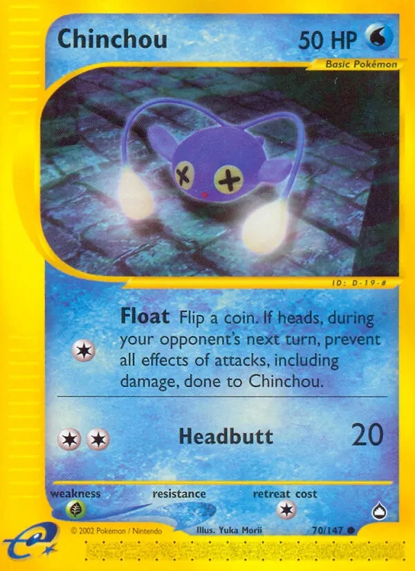 Chinchou 70/147 Aquapolis Pokémon card