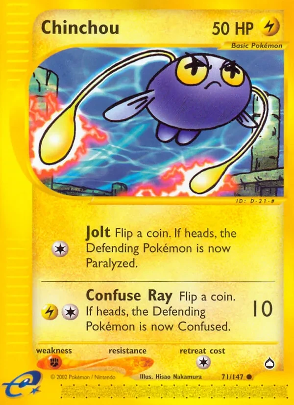 Chinchou 71/147 Aquapolis Pokémon card