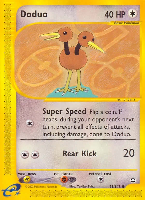Doduo 73/147 Aquapolis Pokémon Karte