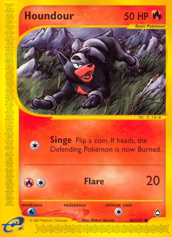 Houndour 86/147 Aquapolis Pokémon card
