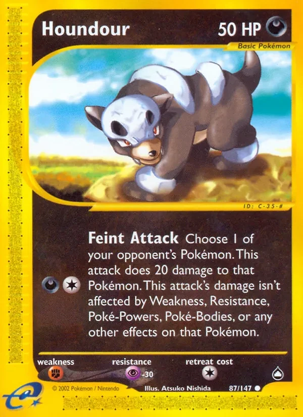 Houndour 87/147 Aquapolis Pokémon kaart