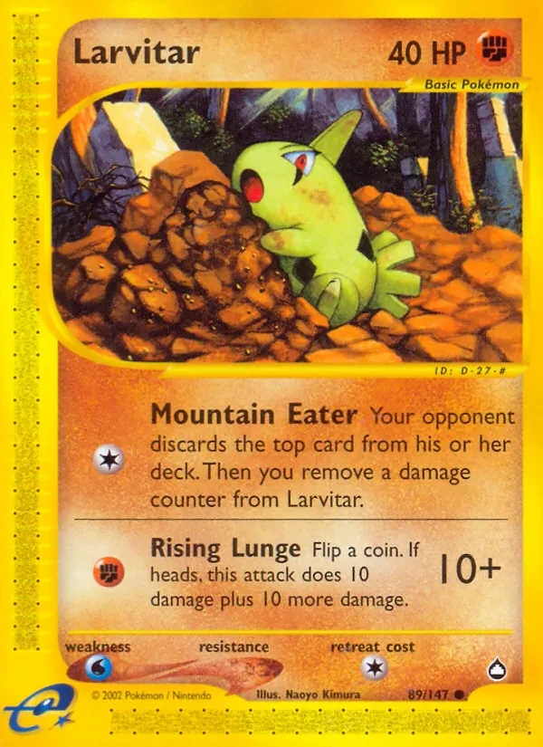Larvitar 89/147 Aquapolis Pokémon card