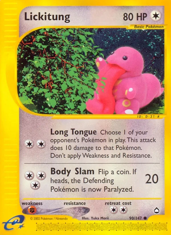 Lickitung 90/147 Aquapolis Pokémon card