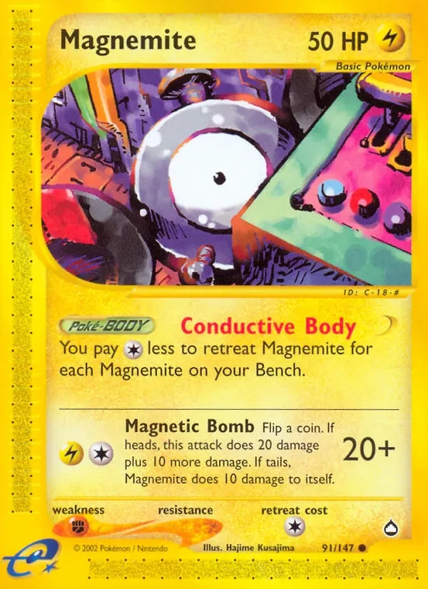 Magnemite 91/147 Aquapolis Pokémon card
