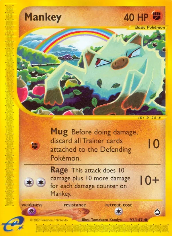 Mankey 92/147 Aquapolis Pokémon card