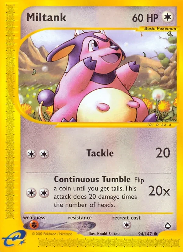 Miltank 94/147 Aquapolis Pokémon card