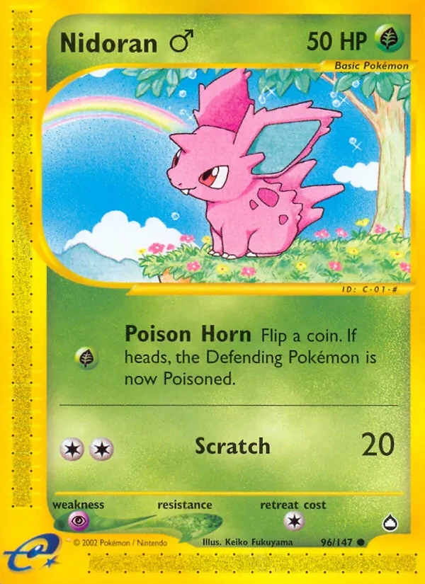 Nidoran ♂ 96/147 Aquapolis Pokémon card