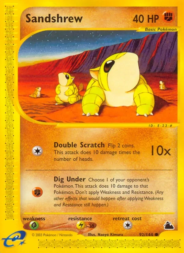 Sandshrew 92/144 Skyridge Pokémon card