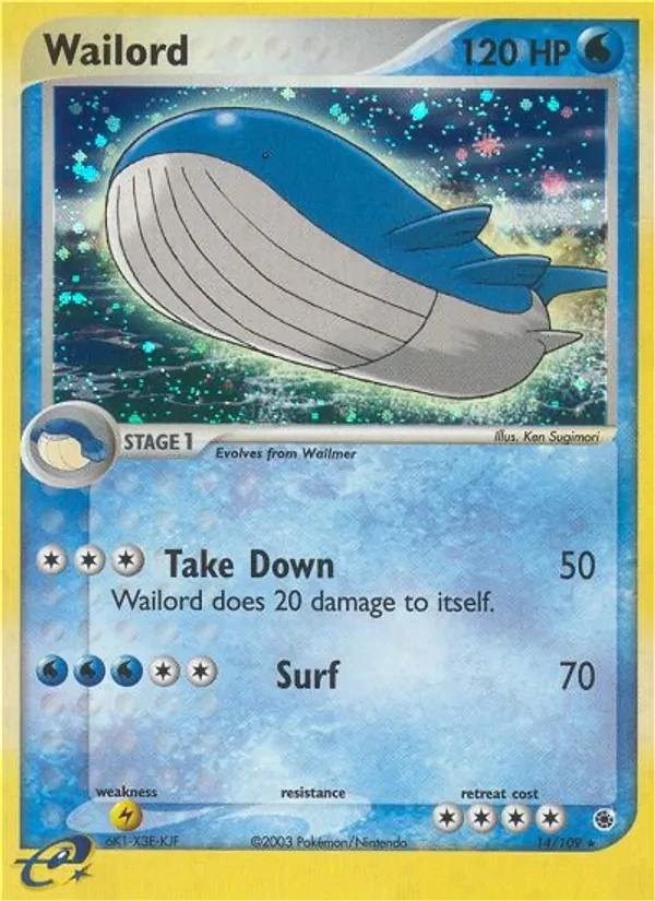 Wailord 14/109 Ruby & Sapphire Pokémon card