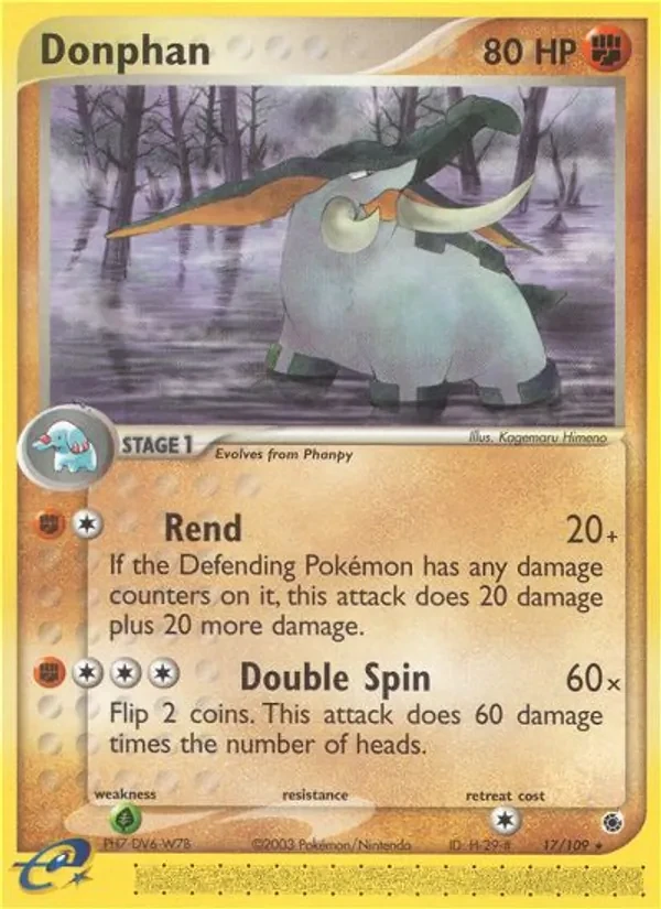 Donphan 17/109 Ruby & Sapphire Pokémon card