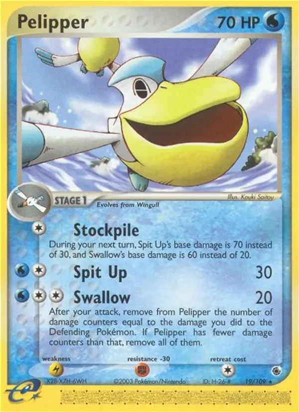 Pelipper 19/109 Ruby & Sapphire Pokémon card
