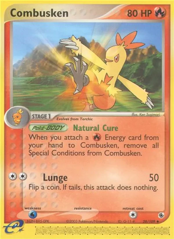 Combusken 28/109 Ruby & Sapphire Pokémon kaart