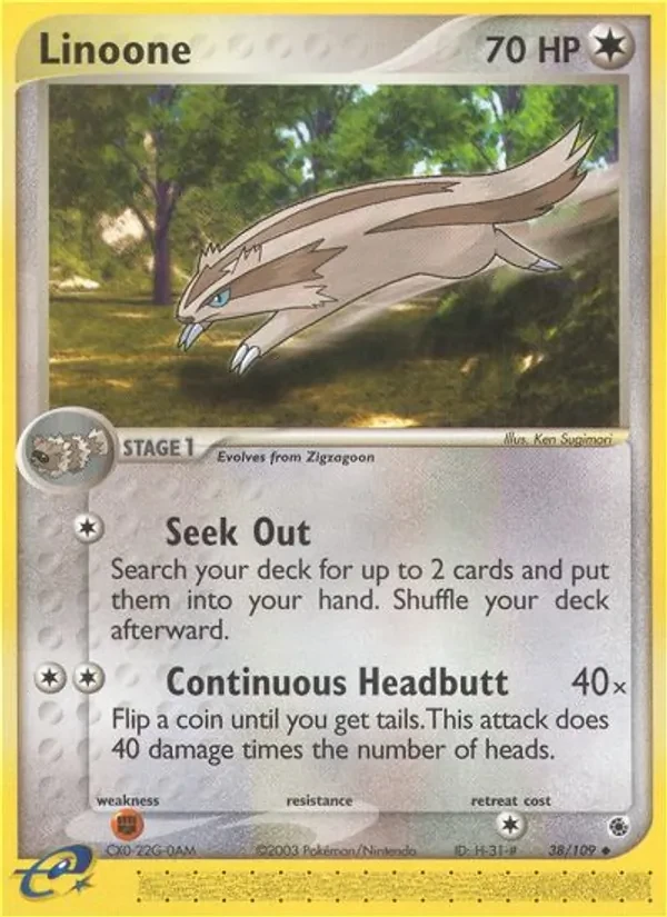 Carta Pokémon Linoone 38/109 Ruby & Sapphire