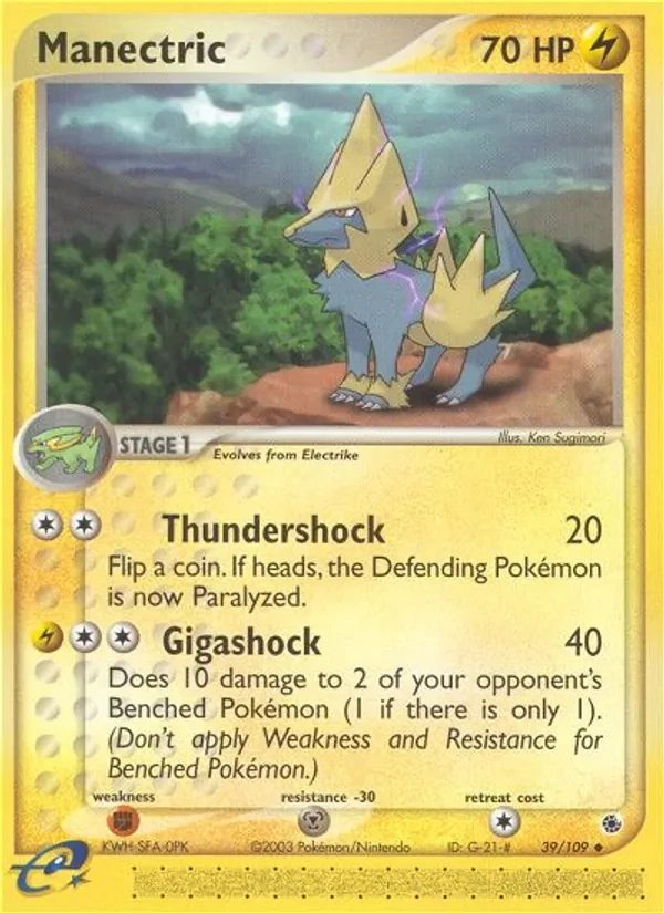 Manectric 39/109 Ruby & Sapphire Pokémon kaart
