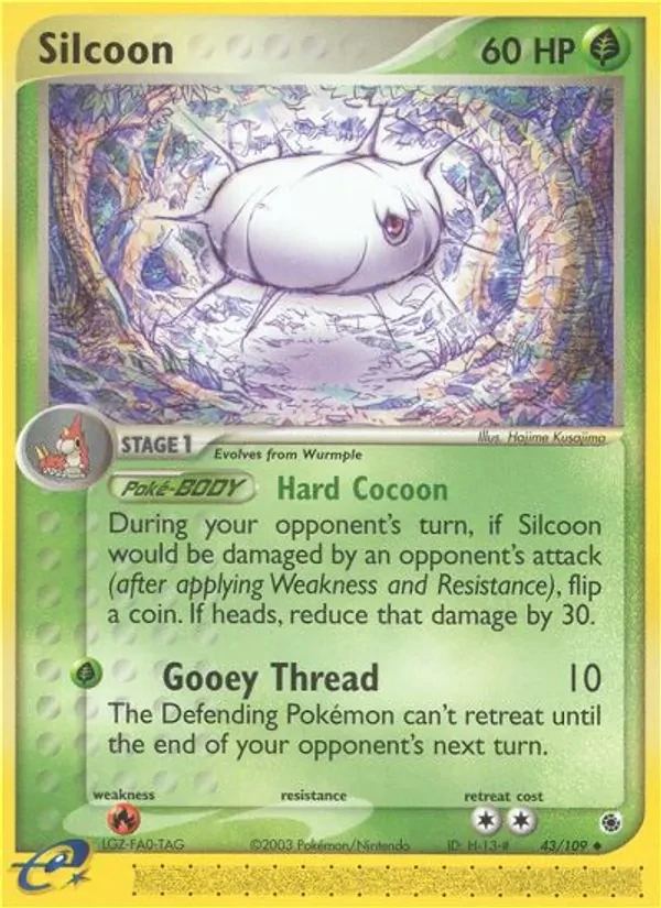 Silcoon 43/109 Ruby & Sapphire Pokémon card