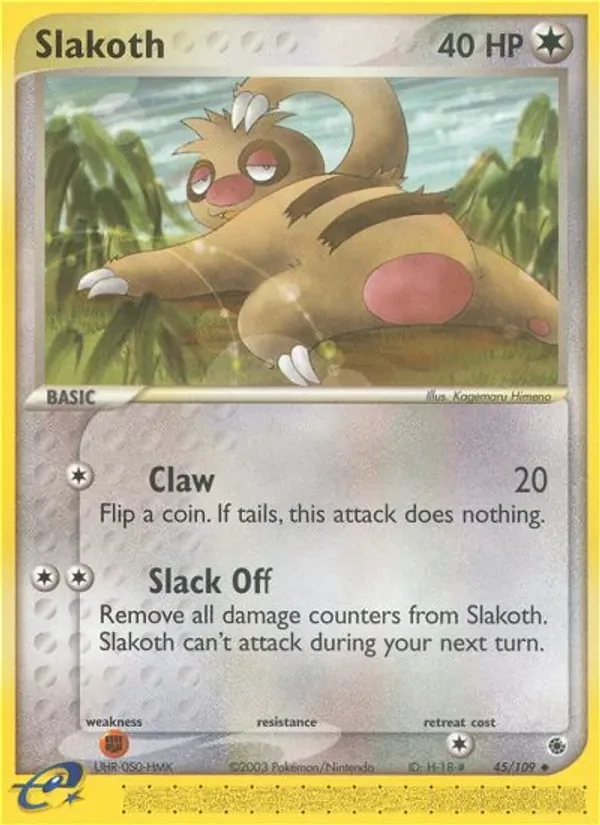 Slakoth 45/109 Ruby & Sapphire Pokémon card