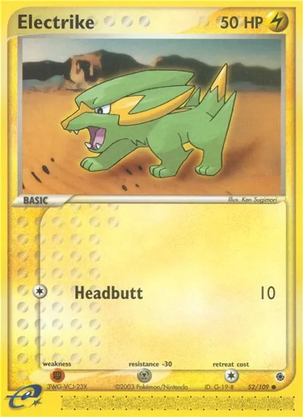 Electrike 52/109 Ruby & Sapphire Pokémon card