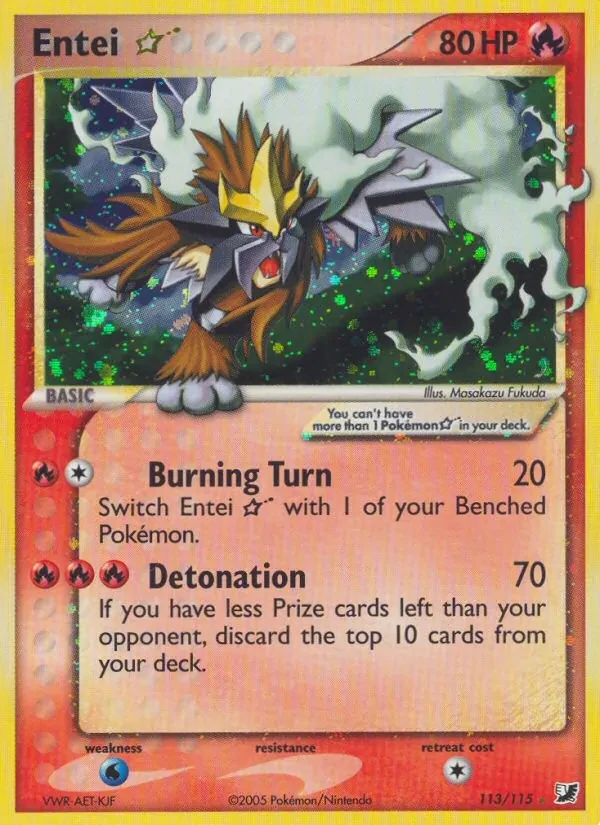 Entei ☆ 113/115 Unseen Forces Pokémon card