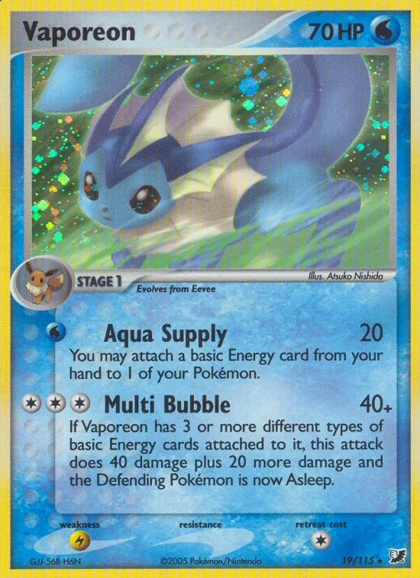Vaporeon 19/115 Unseen Forces Pokémon card