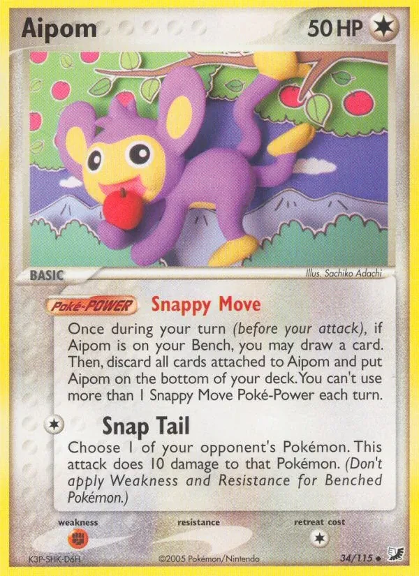 Aipom 34/115 Unseen Forces Pokémon card