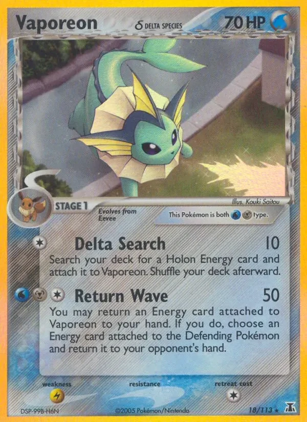 Vaporeon δ 18/113 Delta Species Pokémon Karte