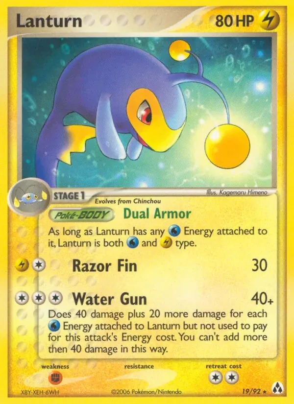 Lanturn 19/92 Legend Maker Pokémon card
