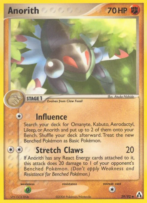 Anorith 29/92 Legend Maker Pokémon card