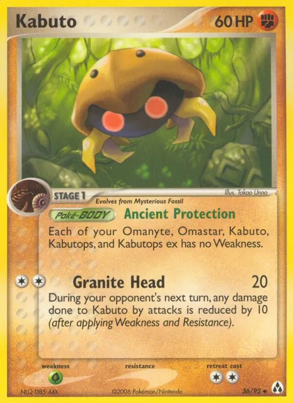 Kabuto 36/92 Legend Maker Pokémon card