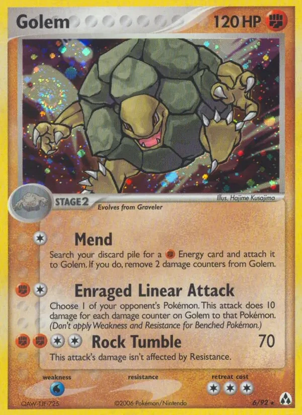 Golem 6/92 Legend Maker Pokémon card