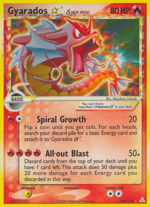 Gyarados ☆ δ 102/110 Holon Phantoms Pokémon card