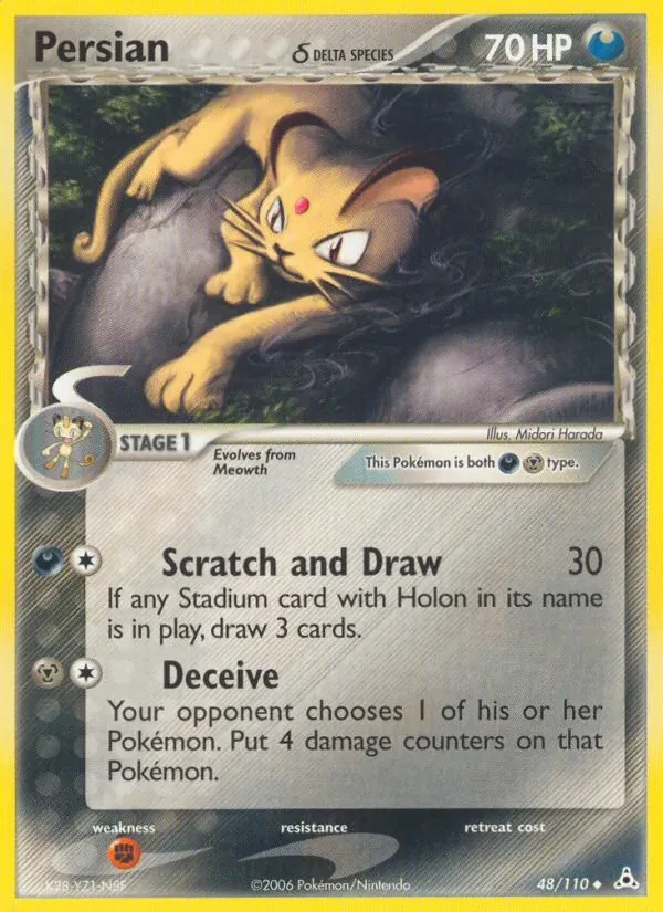 Persian δ 48/110 Holon Phantoms Pokémon card