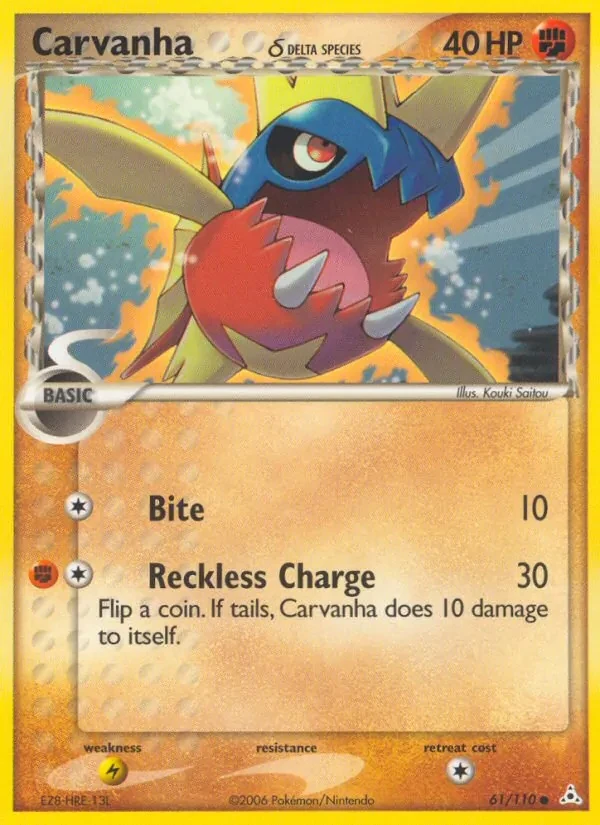 Carvanha δ 61/110 Holon Phantoms Pokémon card