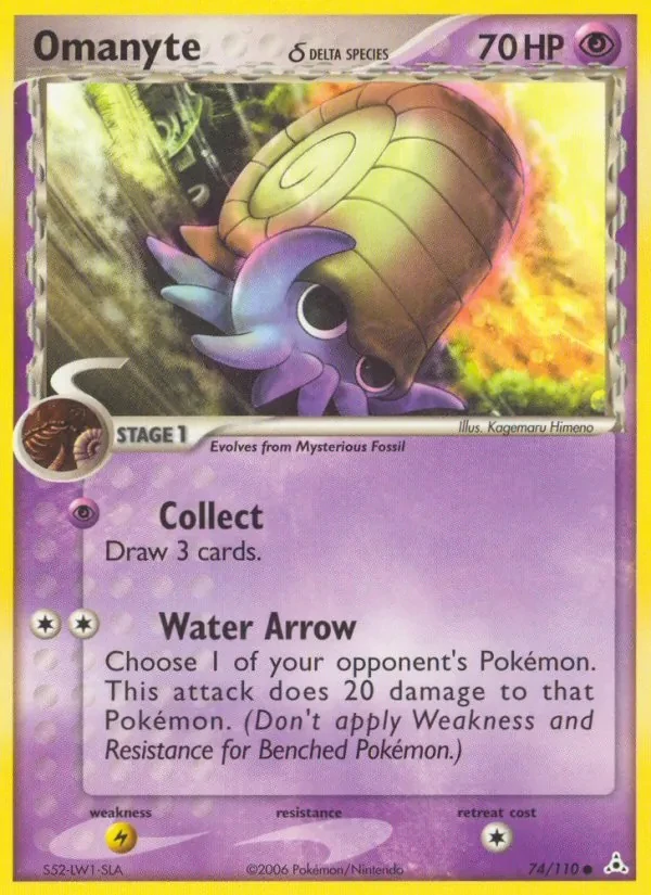 Omanyte δ 74/110 Holon Phantoms Pokémon card