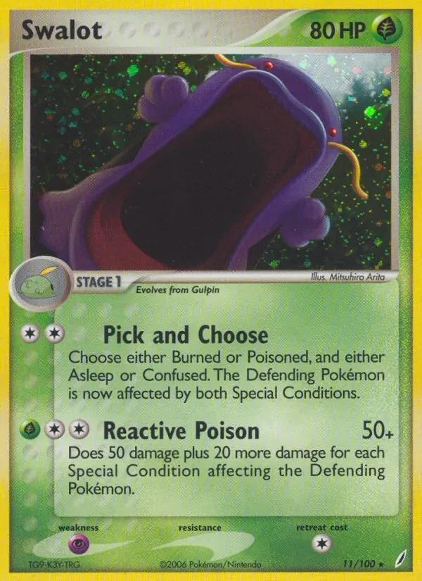 Swalot 11/100 Crystal Guardians Pokémon card