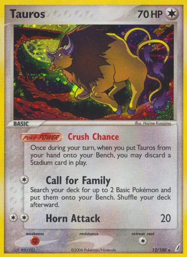 Tauros 12/100 Crystal Guardians Pokémon card