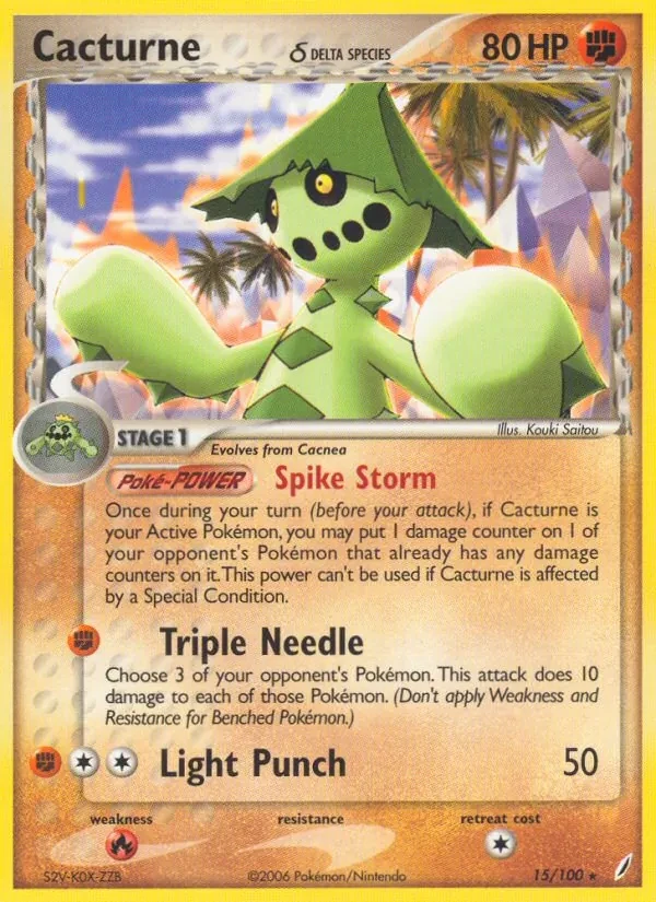 Cacturne δ 15/100 Crystal Guardians Pokémon card