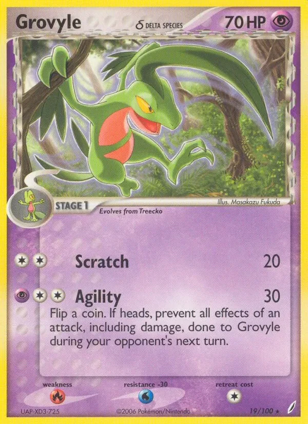 Grovyle δ 19/100 Crystal Guardians Pokémon card