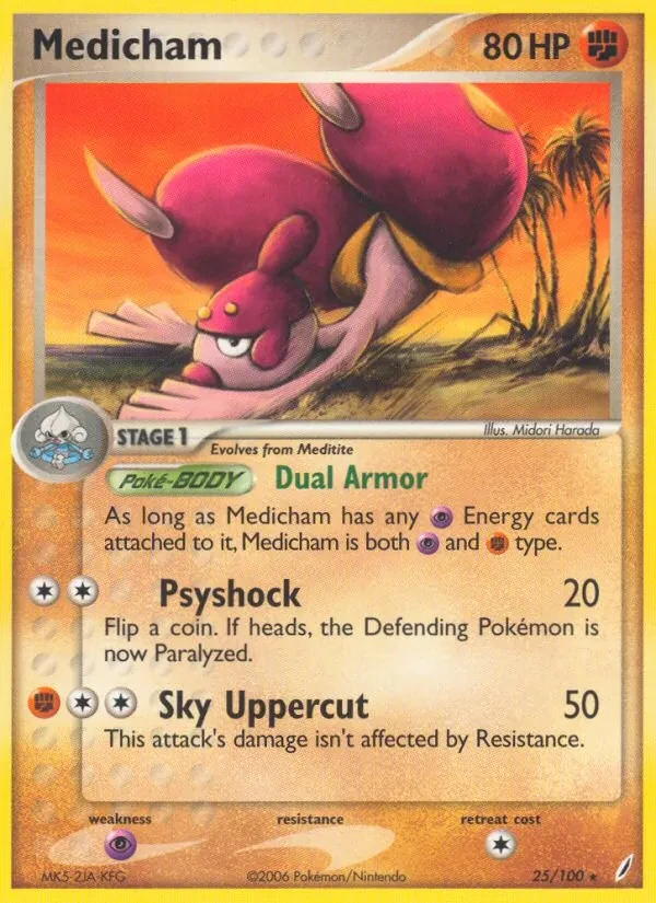 Medicham 25/100 Crystal Guardians Pokémon card