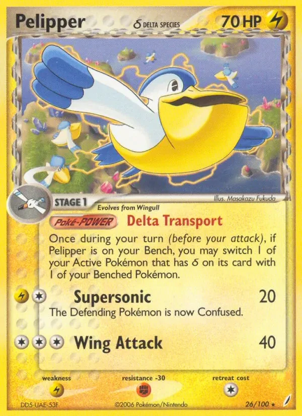 Pelipper δ 26/100 Crystal Guardians Pokémon card