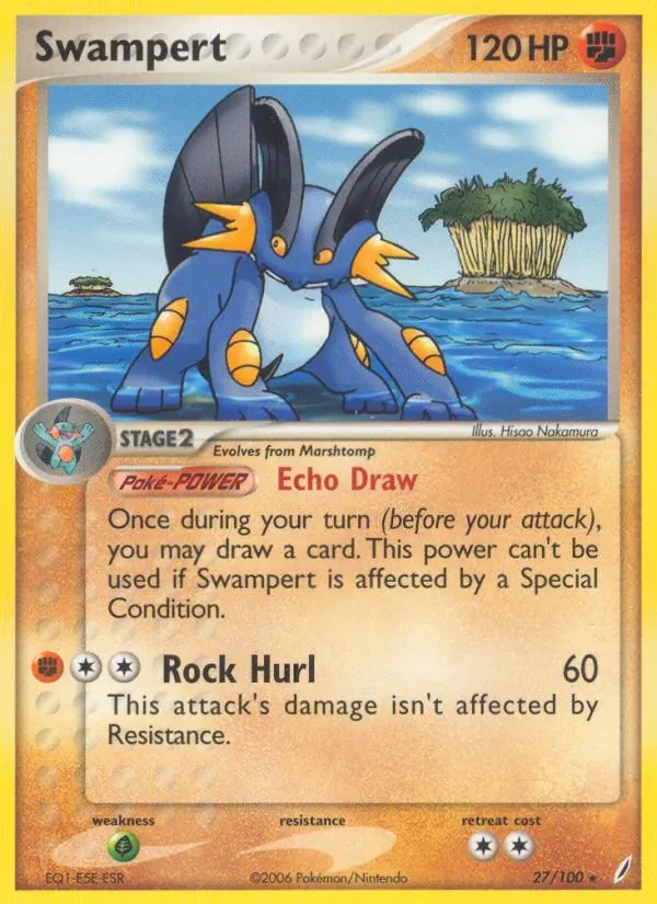 Swampert 27/100 Crystal Guardians Pokémon card
