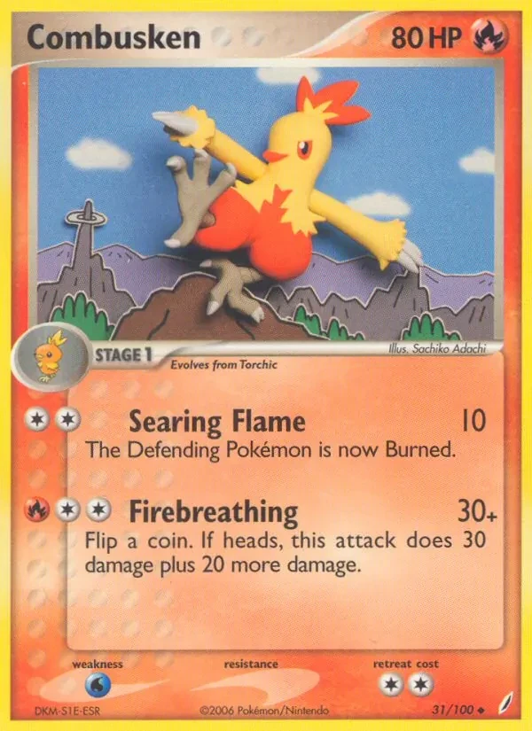 Combusken 31/100 Crystal Guardians Pokémon card