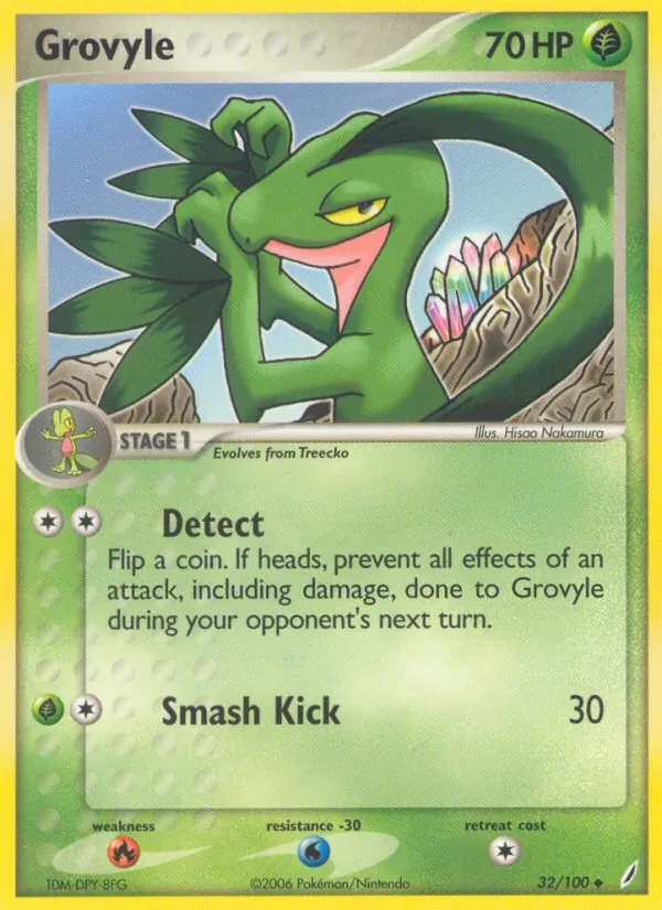 Grovyle 32/100 Crystal Guardians Pokémon card