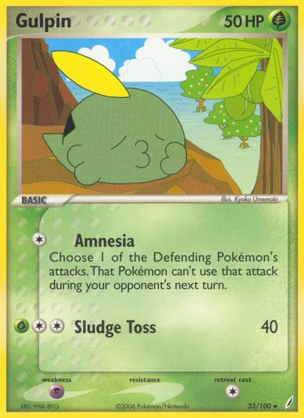 Gulpin 33/100 Crystal Guardians Pokémon card