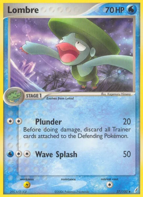 Lombre 37/100 Crystal Guardians Pokémon card