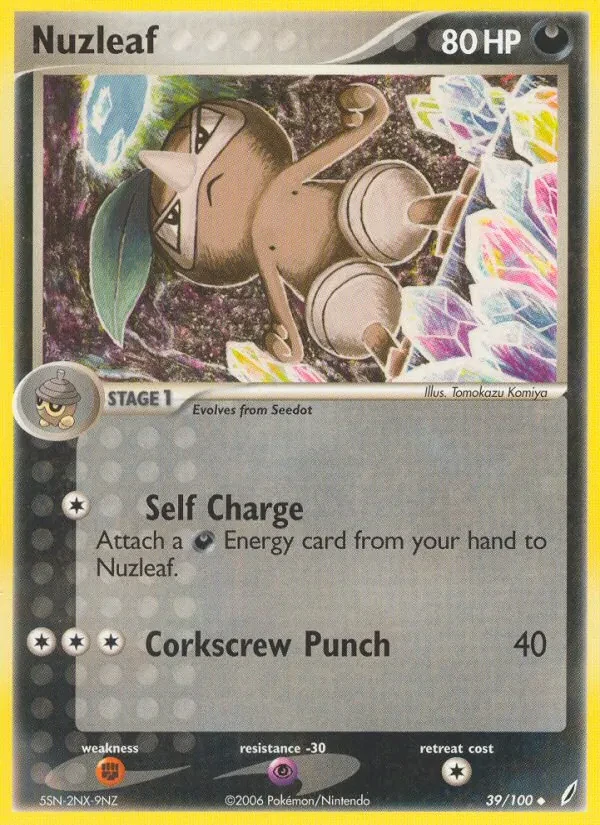 Nuzleaf 39/100 Crystal Guardians Pokémon Karte