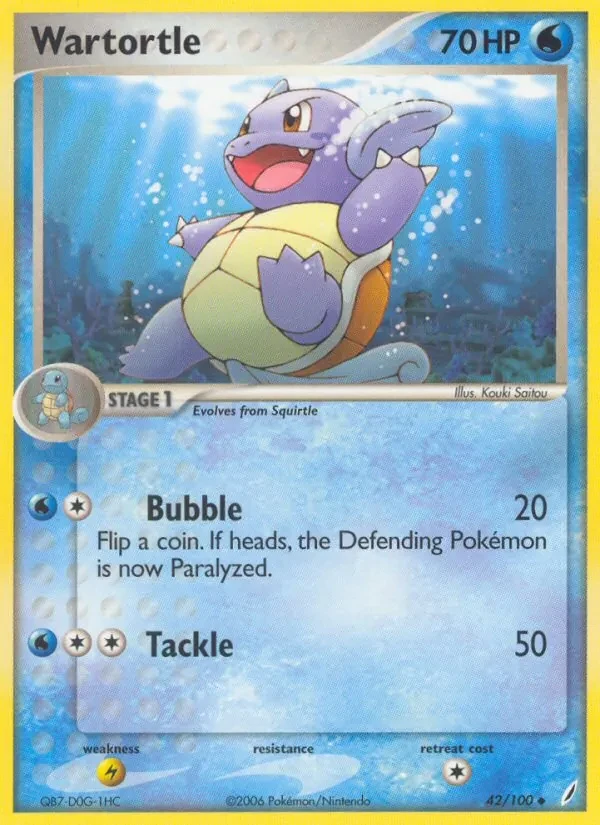 Wartortle 42/100 Crystal Guardians Pokémon card